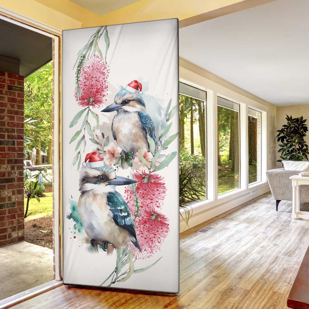 Australia Christmas Door Cover Jolly Kookaburra Bottlebrush Watercolor - Aussie Hoodie