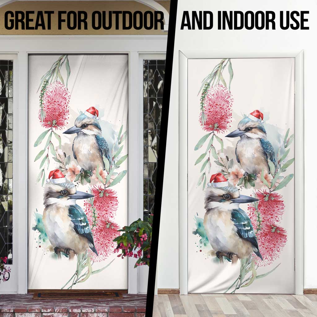 Australia Christmas Door Cover Jolly Kookaburra Bottlebrush Watercolor - Aussie Hoodie