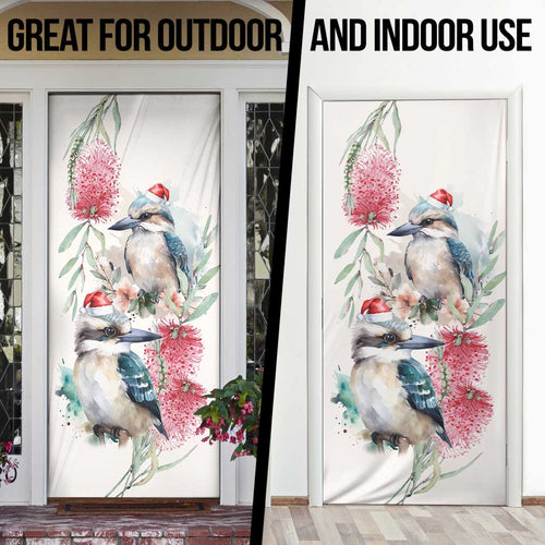 Australia Christmas Door Cover Jolly Kookaburra Bottlebrush Watercolor - Aussie Hoodie