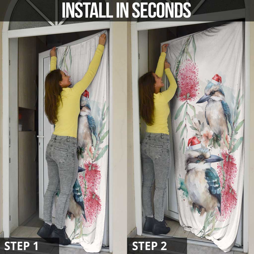 Australia Christmas Door Cover Jolly Kookaburra Bottlebrush Watercolor - Aussie Hoodie