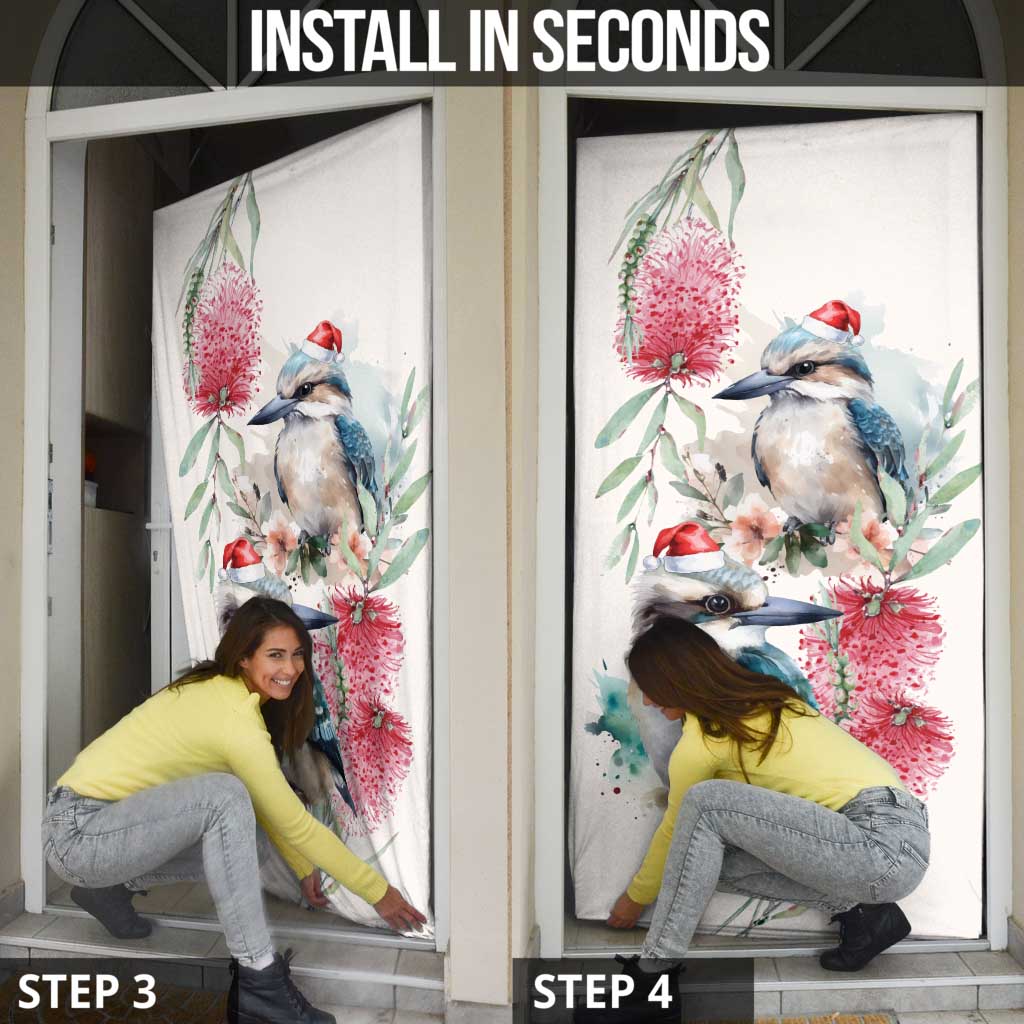 Australia Christmas Door Cover Jolly Kookaburra Bottlebrush Watercolor - Aussie Hoodie