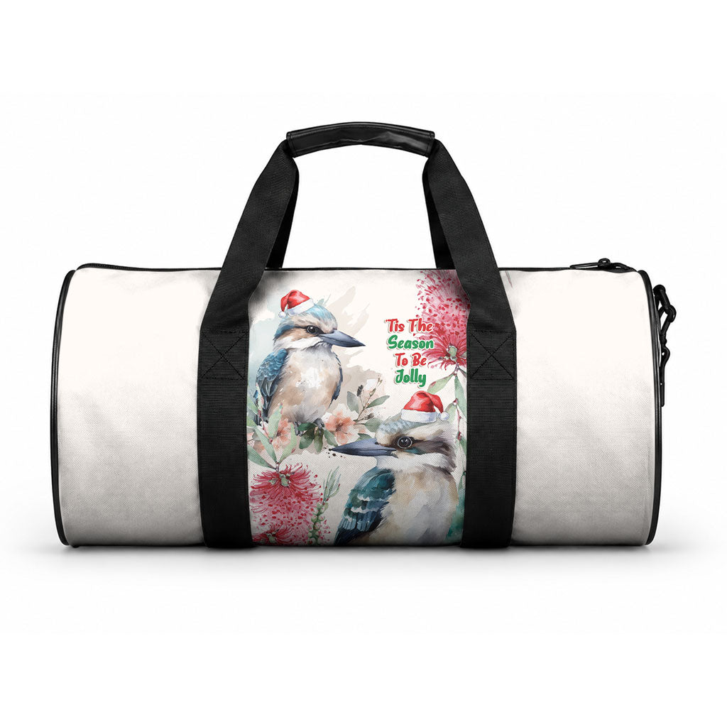Australia Christmas Duffle Bag Jolly Kookaburra Bottlebrush Watercolor