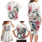 Australia Christmas Family Matching Long Sleeve Bodycon Dress and Hawaiian Shirt Jolly Kookaburra Bottlebrush Watercolor - Aussie Hoodie
