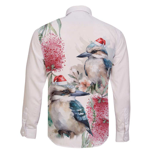 Australia Christmas Family Matching Long Sleeve Bodycon Dress and Hawaiian Shirt Jolly Kookaburra Bottlebrush Watercolor - Aussie Hoodie