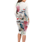 Australia Christmas Family Matching Long Sleeve Bodycon Dress and Hawaiian Shirt Jolly Kookaburra Bottlebrush Watercolor - Aussie Hoodie