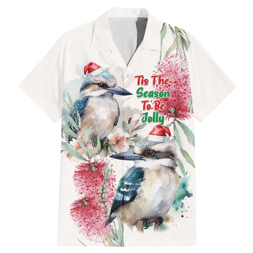Australia Christmas Family Matching Mermaid Dress and Hawaiian Shirt Jolly Kookaburra Bottlebrush Watercolor - Aussie Hoodie