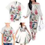 Australia Christmas Family Matching Off The Shoulder Long Sleeve Dress and Hawaiian Shirt Jolly Kookaburra Bottlebrush Watercolor - Aussie Hoodie