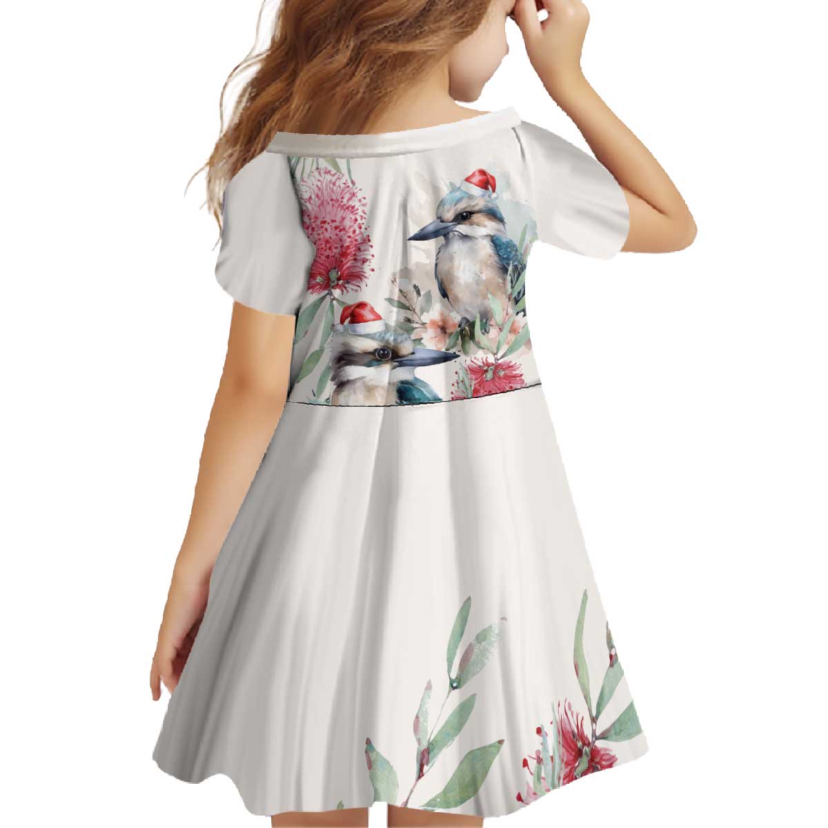 Australia Christmas Family Matching Off The Shoulder Long Sleeve Dress and Hawaiian Shirt Jolly Kookaburra Bottlebrush Watercolor - Aussie Hoodie