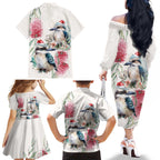 Australia Christmas Family Matching Off The Shoulder Long Sleeve Dress and Hawaiian Shirt Jolly Kookaburra Bottlebrush Watercolor - Aussie Hoodie
