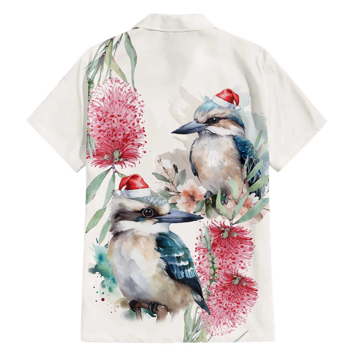 Australia Christmas Family Matching Off The Shoulder Long Sleeve Dress and Hawaiian Shirt Jolly Kookaburra Bottlebrush Watercolor - Aussie Hoodie