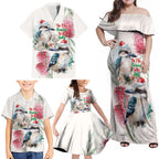 Australia Christmas Family Matching Off Shoulder Maxi Dress and Hawaiian Shirt Jolly Kookaburra Bottlebrush Watercolor - Aussie Hoodie