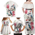 Australia Christmas Family Matching Off Shoulder Maxi Dress and Hawaiian Shirt Jolly Kookaburra Bottlebrush Watercolor - Aussie Hoodie