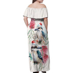 Australia Christmas Family Matching Off Shoulder Maxi Dress and Hawaiian Shirt Jolly Kookaburra Bottlebrush Watercolor - Aussie Hoodie