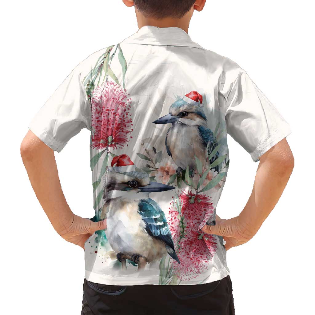 Australia Christmas Family Matching Off Shoulder Short Dress and Hawaiian Shirt Jolly Kookaburra Bottlebrush Watercolor - Aussie Hoodie