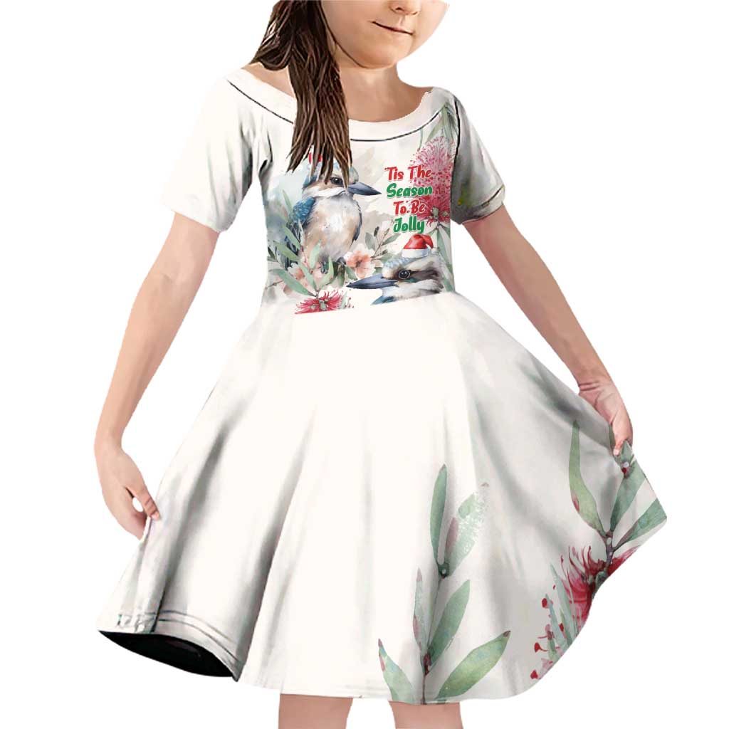 Australia Christmas Family Matching Off Shoulder Short Dress and Hawaiian Shirt Jolly Kookaburra Bottlebrush Watercolor - Aussie Hoodie