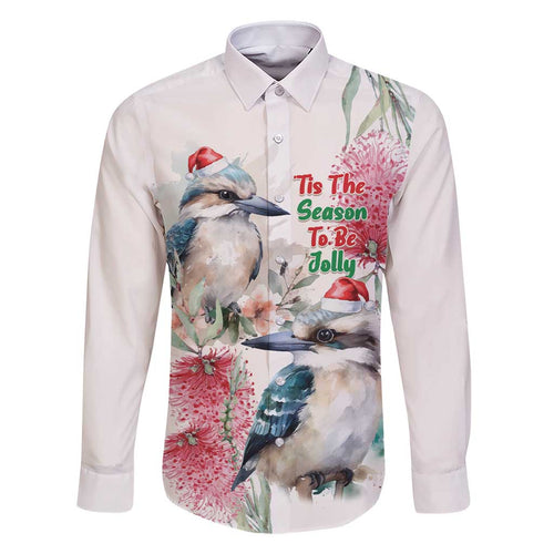 Australia Christmas Family Matching Short Sleeve Bodycon Dress and Hawaiian Shirt Jolly Kookaburra Bottlebrush Watercolor - Aussie Hoodie