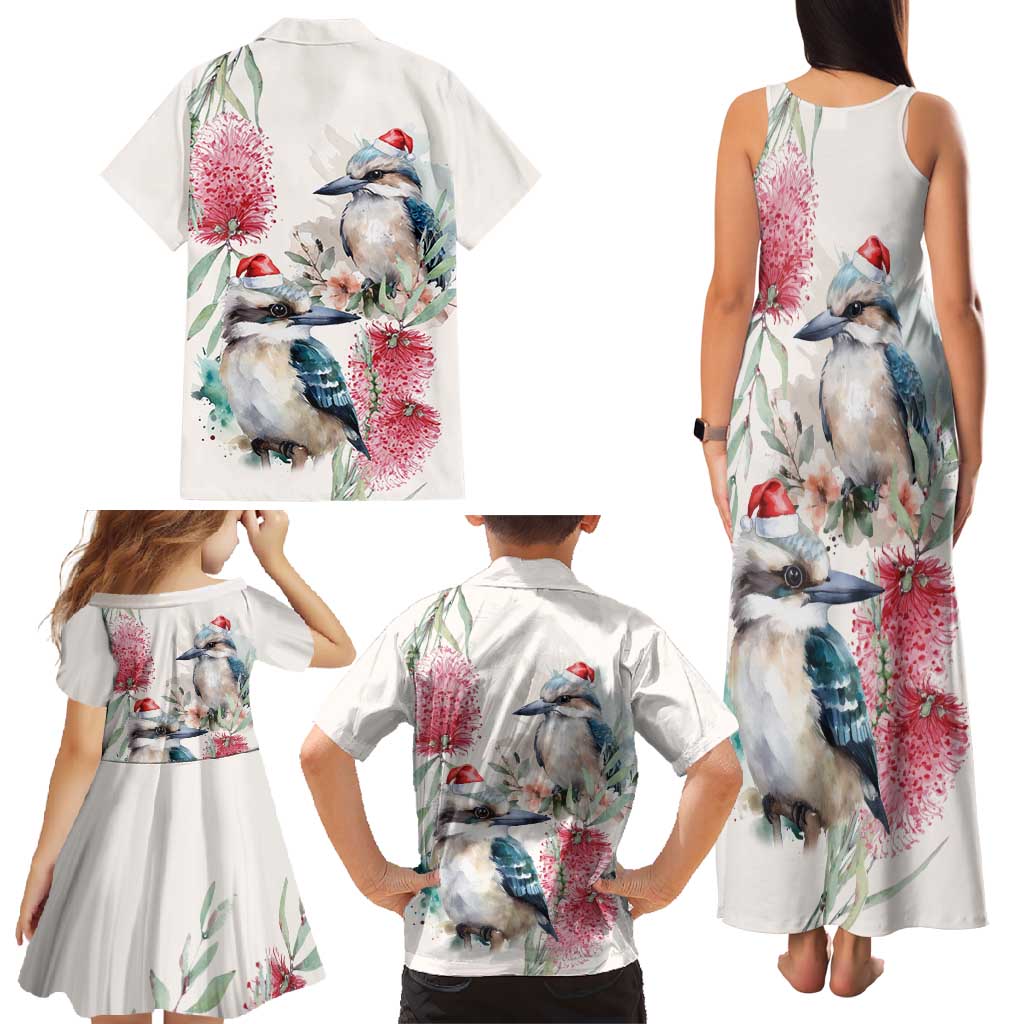 Australia Christmas Family Matching Tank Maxi Dress and Hawaiian Shirt Jolly Kookaburra Bottlebrush Watercolor - Aussie Hoodie