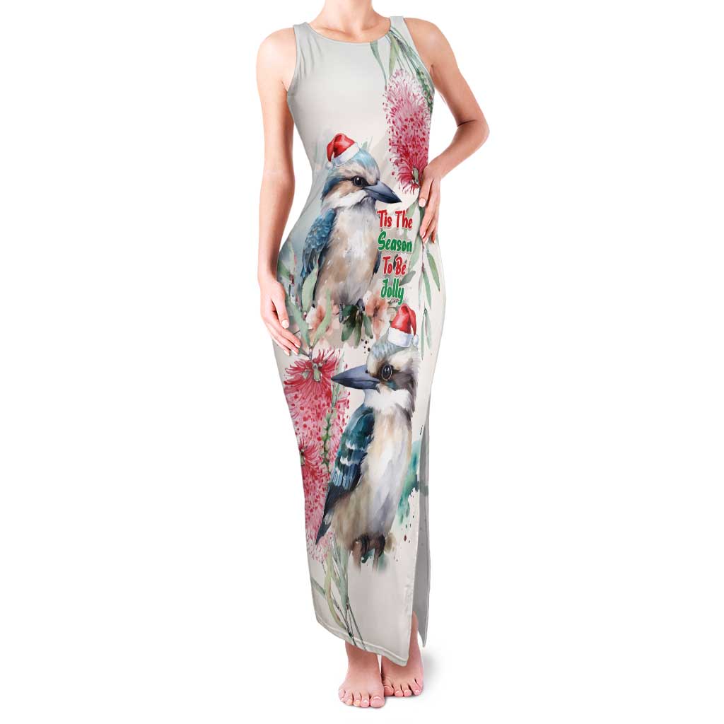 Australia Christmas Family Matching Tank Maxi Dress and Hawaiian Shirt Jolly Kookaburra Bottlebrush Watercolor - Aussie Hoodie