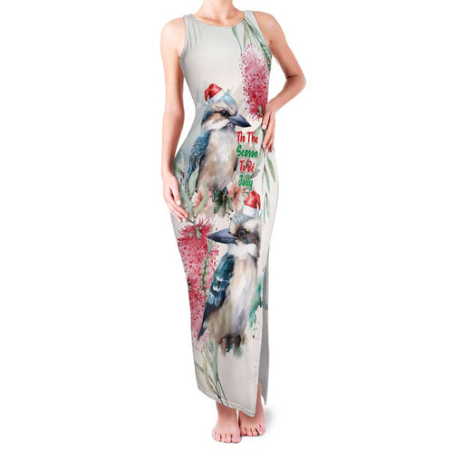 Australia Christmas Family Matching Tank Maxi Dress and Hawaiian Shirt Jolly Kookaburra Bottlebrush Watercolor - Aussie Hoodie
