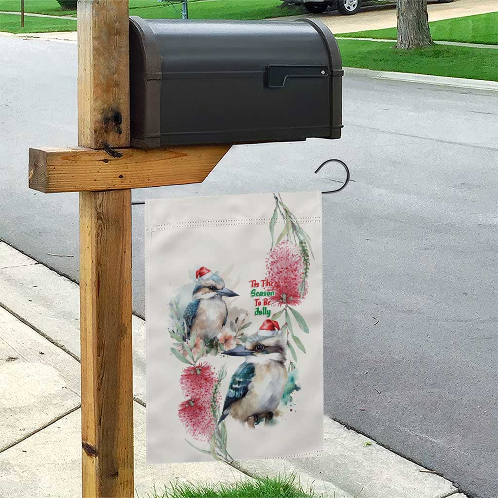 Australia Christmas Garden Flag Jolly Kookaburra Bottlebrush Watercolor - Aussie Hoodie