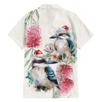 Australia Christmas Hawaiian Shirt Jolly Kookaburra Bottlebrush Watercolor - Aussie Hoodie