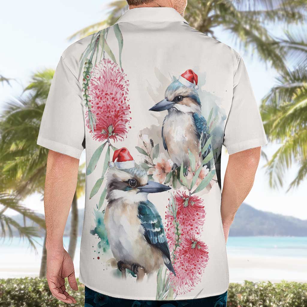 Australia Christmas Hawaiian Shirt Jolly Kookaburra Bottlebrush Watercolor - Aussie Hoodie