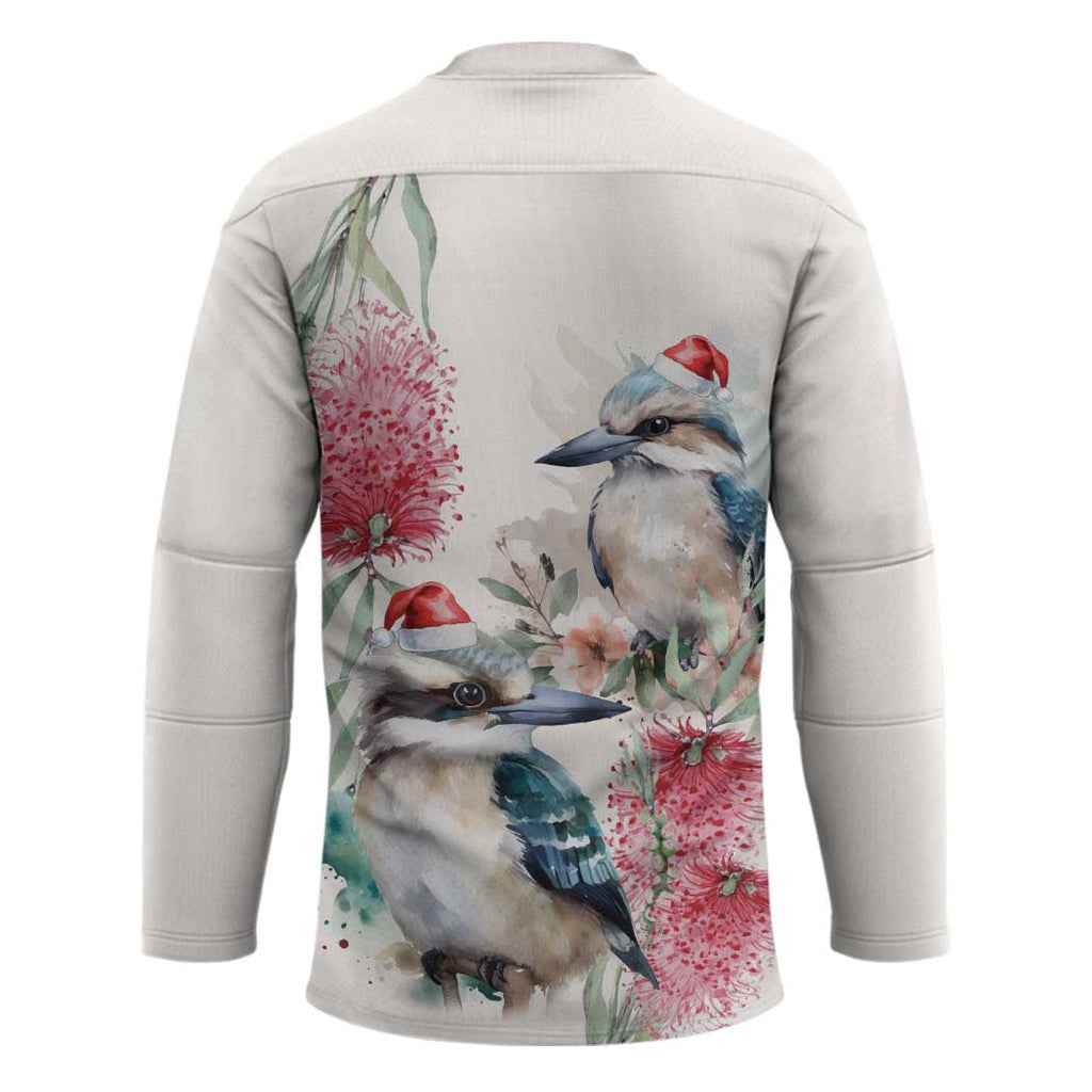 Australia Christmas Hockey Jersey Jolly Kookaburra Bottlebrush Watercolor - Aussie Hoodie