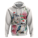 Australia Christmas Hoodie Jolly Kookaburra Bottlebrush Watercolor - Aussie Hoodie