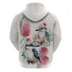 Australia Christmas Hoodie Jolly Kookaburra Bottlebrush Watercolor - Aussie Hoodie