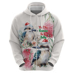 Australia Christmas Hoodie Jolly Kookaburra Bottlebrush Watercolor - Aussie Hoodie