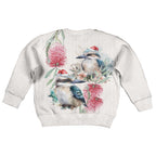 Australia Christmas Kid Ugly Christmas Sweater Jolly Kookaburra Bottlebrush Watercolor - Aussie Hoodie