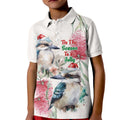 Australia Christmas Kid Polo Shirt Jolly Kookaburra Bottlebrush Watercolor - Aussie Hoodie