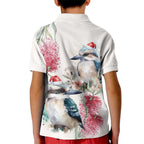 Australia Christmas Kid Polo Shirt Jolly Kookaburra Bottlebrush Watercolor - Aussie Hoodie