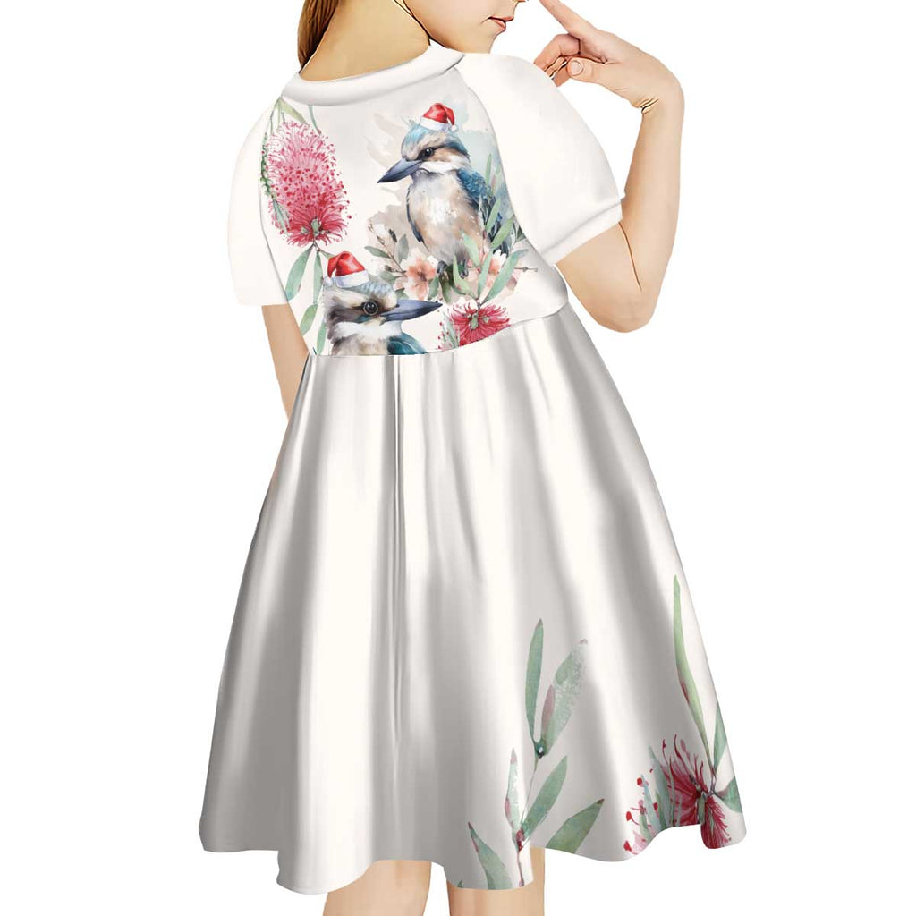 Australia Christmas Kid Short Sleeve Dress Jolly Kookaburra Bottlebrush Watercolor - Aussie Hoodie