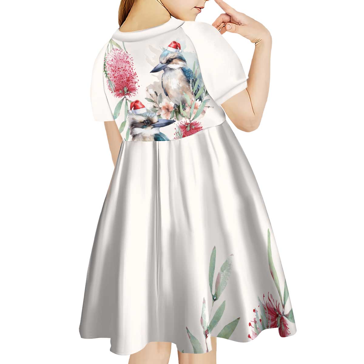 Australia Christmas Kid Short Sleeve Dress Jolly Kookaburra Bottlebrush Watercolor - Aussie Hoodie