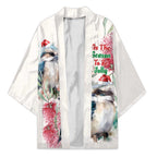 Australia Christmas Kimono Jolly Kookaburra Bottlebrush Watercolor - Aussie Hoodie