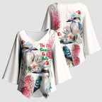 Australia Christmas Kimono Sleeve Blouse Jolly Kookaburra Bottlebrush Watercolor - Aussie Hoodie
