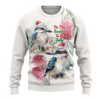 Australia Christmas Ugly Christmas Sweater Jolly Kookaburra Bottlebrush Watercolor - Aussie Hoodie