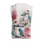 Australia Christmas Knitted V-Neck Vest Jolly Kookaburra Bottlebrush Watercolor - Aussie Hoodie
