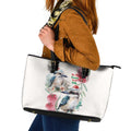 Australia Christmas Leather Tote Bag Jolly Kookaburra Bottlebrush Watercolor - Aussie Hoodie