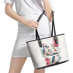 Australia Christmas Leather Tote Bag Jolly Kookaburra Bottlebrush Watercolor - Aussie Hoodie