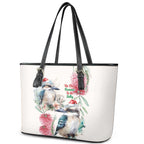Australia Christmas Leather Tote Bag Jolly Kookaburra Bottlebrush Watercolor - Aussie Hoodie