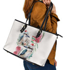 Australia Christmas Leather Tote Bag Jolly Kookaburra Bottlebrush Watercolor - Aussie Hoodie