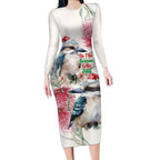 Australia Christmas Long Sleeve Bodycon Dress Jolly Kookaburra Bottlebrush Watercolor - Aussie Hoodie