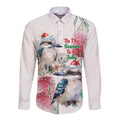 Australia Christmas Long Sleeve Button Shirt Jolly Kookaburra Bottlebrush Watercolor - Aussie Hoodie