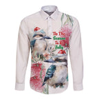 Australia Christmas Long Sleeve Button Shirt Jolly Kookaburra Bottlebrush Watercolor - Aussie Hoodie