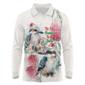 Australia Christmas Long Sleeve Polo Shirt Jolly Kookaburra Bottlebrush Watercolor - Aussie Hoodie