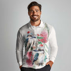 Australia Christmas Long Sleeve Polo Shirt Jolly Kookaburra Bottlebrush Watercolor - Aussie Hoodie