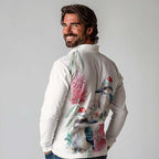 Australia Christmas Long Sleeve Polo Shirt Jolly Kookaburra Bottlebrush Watercolor - Aussie Hoodie