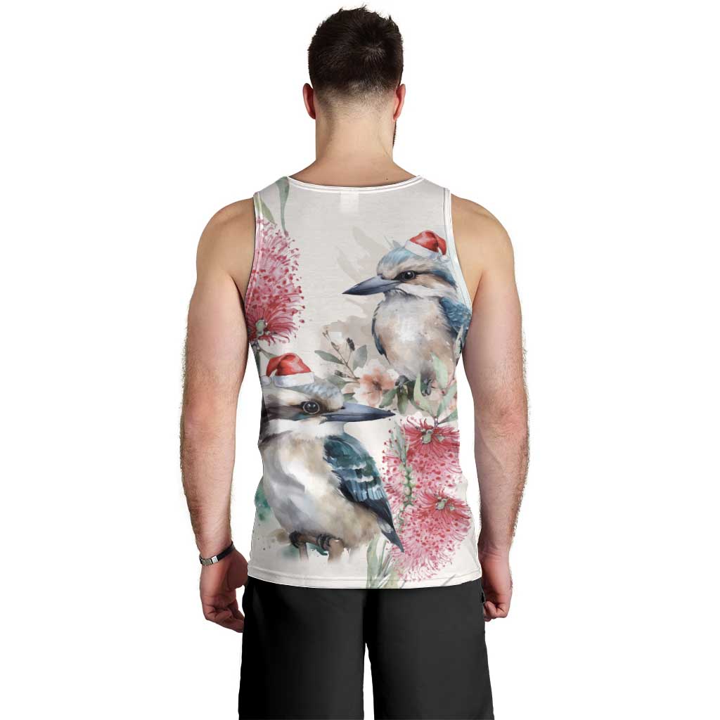 Australia Christmas Men Tank Top Jolly Kookaburra Bottlebrush Watercolor - Aussie Hoodie